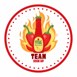 chili peppers and a bottle of hot sauce sitting in front of flames